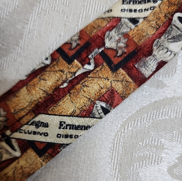 ERMENEGILDO ZEGNA Exclusive Design 100% Silk Printed Tie - Picture 7 of 11